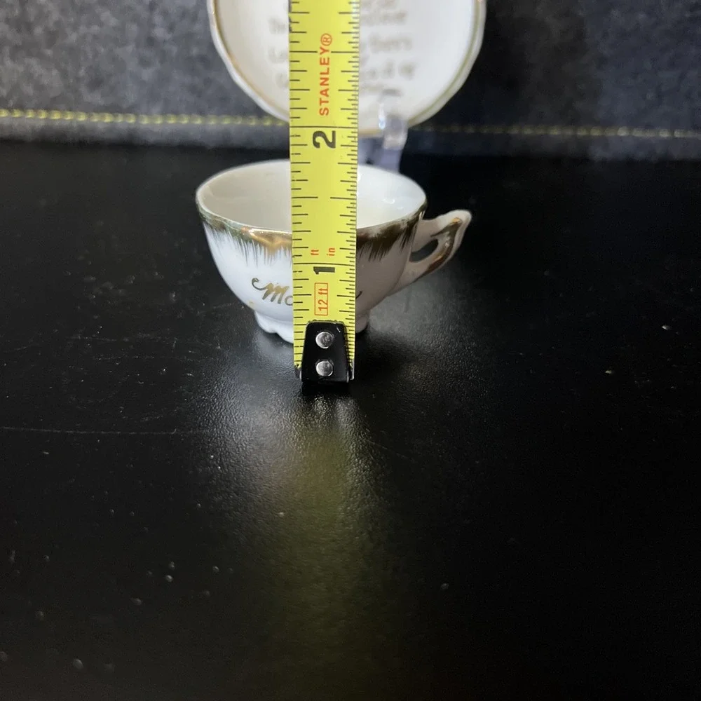 Vintage Brinn's Miniature Gold‎ Rim Tea Cup and Saucer Set, Mother JAPAN